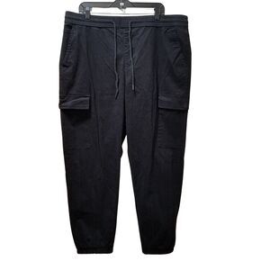 Forever 21 Drawstring Cargo Joggers Men’s 2XL XXL Black Stretch